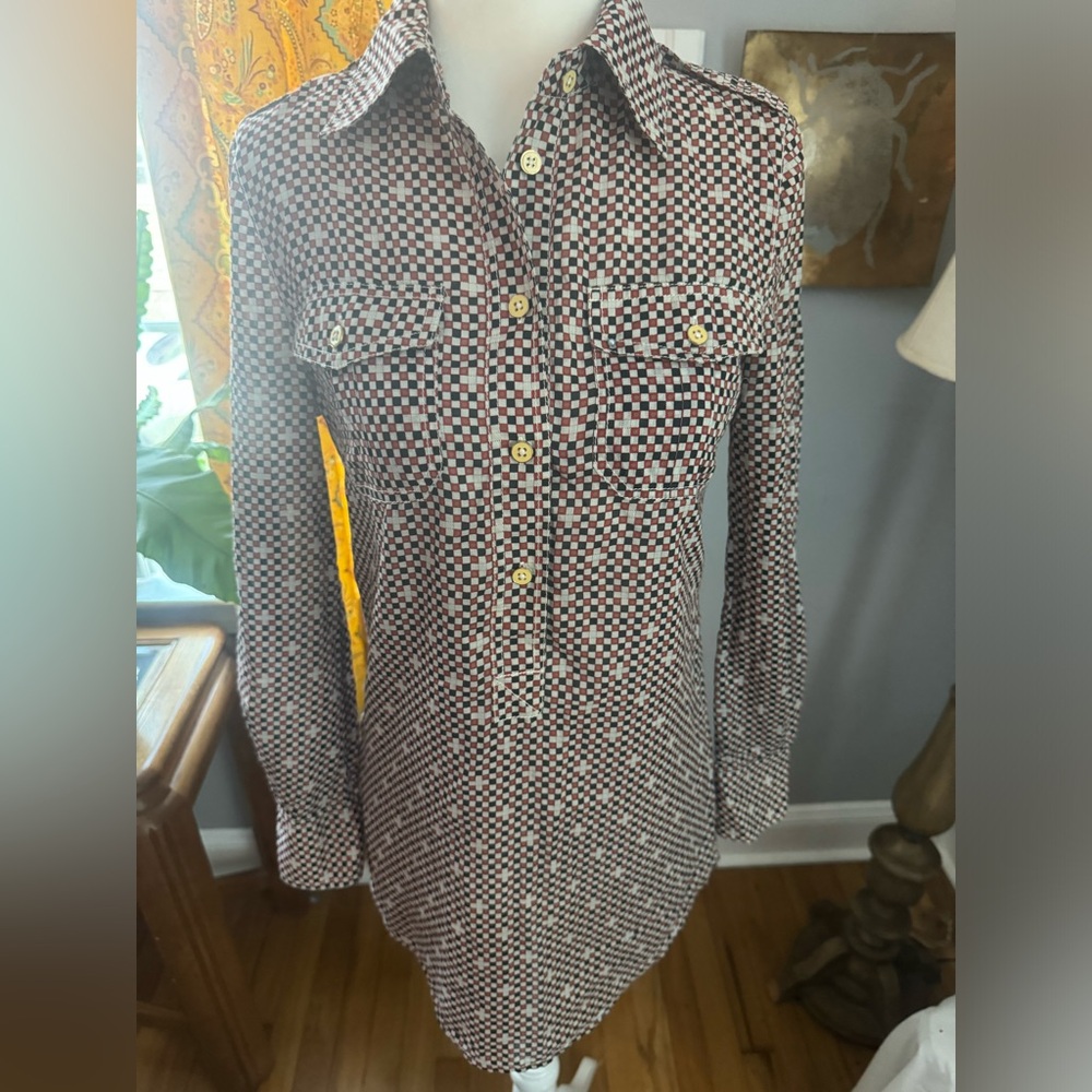 Tory Burch Half Button Down Lightweight Cross Pri… - image 1